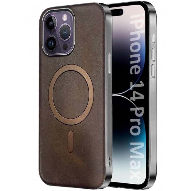 CATANES iPhone 14 Pro Max Leather Case, Compatible with Magsafe, Vintage Aesthetic, Comfort Grip, Camera Bump Frame