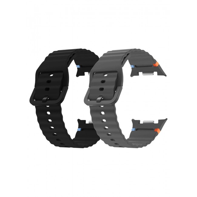 CATANES 2 Packs Silicone Ocean Band for Samsung Galaxy Watch 8 Classic 46mm and Watch 8 40mm 44mm - Sport Band Strap