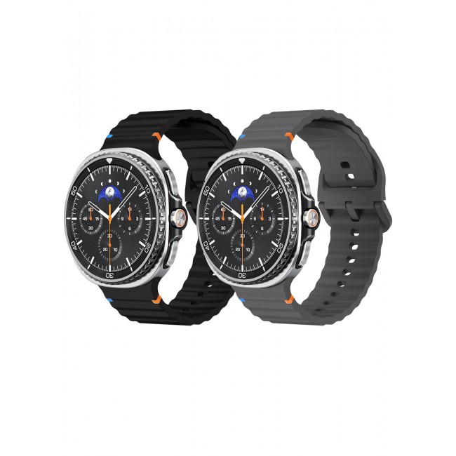 CATANES 2 Packs Silicone Ocean Band for Samsung Galaxy Watch 8 Classic 46mm and Watch 8 40mm 44mm - Sport Band Strap