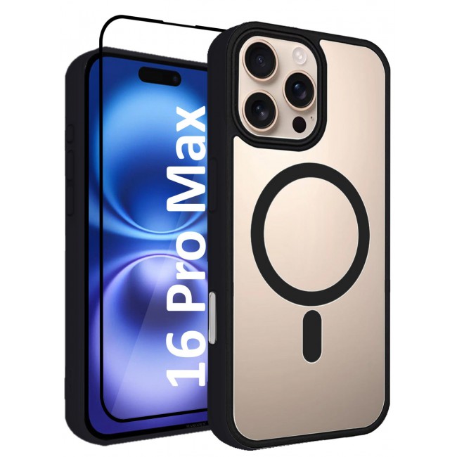 CATANES (for iPhone 16 Pro Max) 2Packs Magsafe Case Cover Sidecolor Magnetic Strong Shockproof Protective Slim Thin Translucent Cover with Screen Protector - Black Color