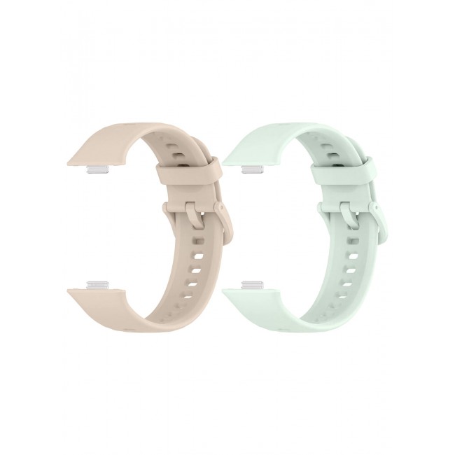 CATANES 2Packs Wristband for Huawei Watch Fit 3/Fit 4/Fit 4 Pro Bands, Silicone Bracelet Quick Release Arm Band, Replacement Smartwatch Band Quick Release Sport Straps - Pale Green Off White