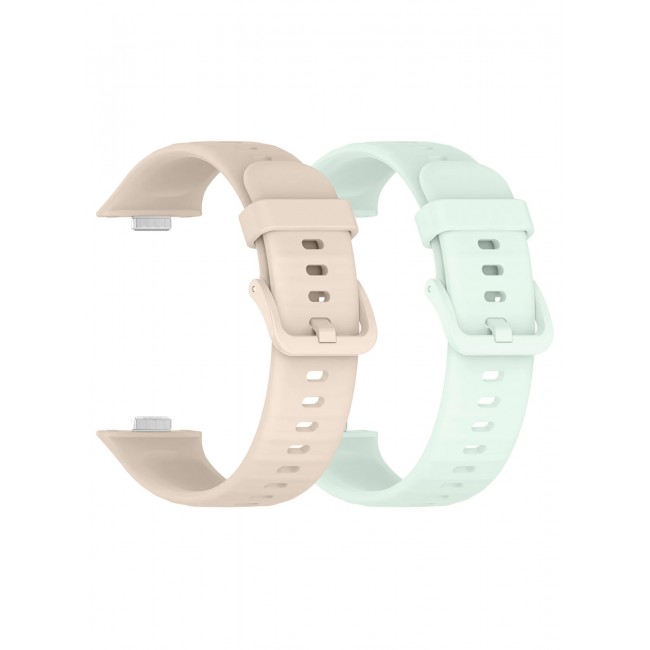 CATANES 2Packs Wristband for Huawei Watch Fit 3/Fit 4/Fit 4 Pro Bands, Silicone Bracelet Quick Release Arm Band, Replacement Smartwatch Band Quick Release Sport Straps - Pale Green Off White