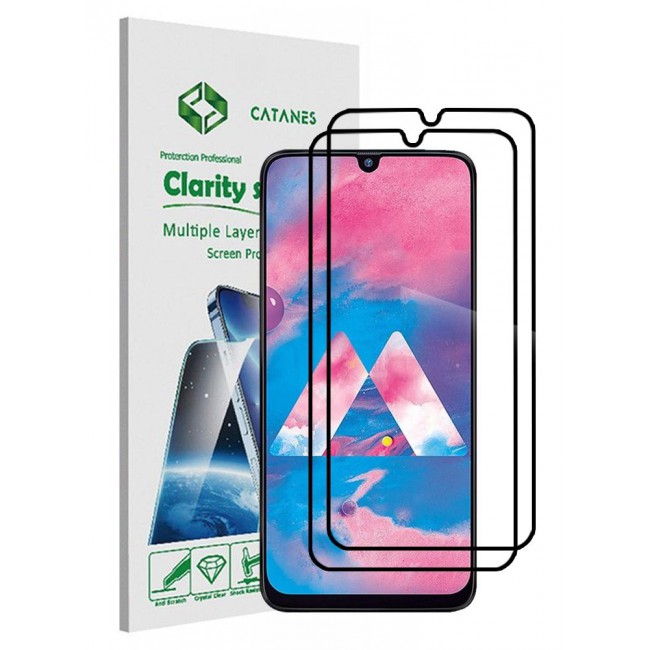 CATANES 2 Pack For Samsung Galaxy A30 Screen Protector 3D Tempered Glass Full Glue Back