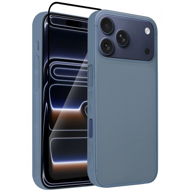 CATANES 2Packs Case Cover for iPhone 17 Pro, Air Skin Line Design Back Cover, Sturdy Durable Ultra-Thin Case, Drop Protection Cover Clear with 3D Screen Protector - Light Blue