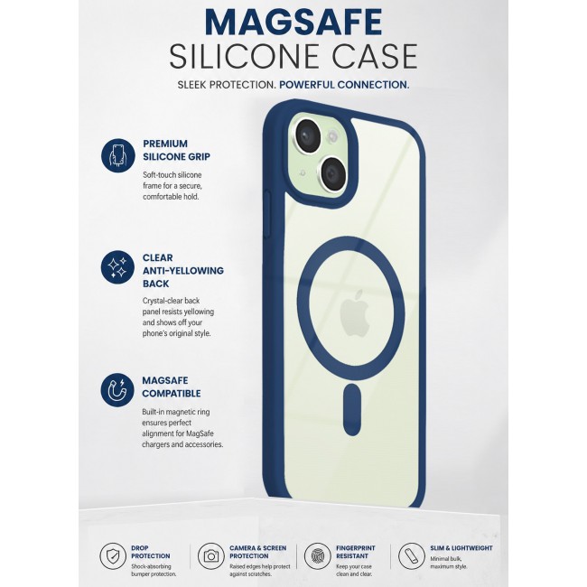 CATANES MagSafe Magnetic Clear Case for iPhone 15 Plus 6.7 inch – Shockproof Protective Cover with Bumper - Blue