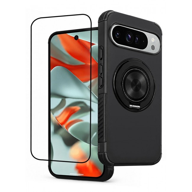 CATANES 2 Pack Magnetic Kickstand Rugged Armor Case for Google Pixel 9 Pro XL - MagSafe Compatible Heavy Duty Cover - Black