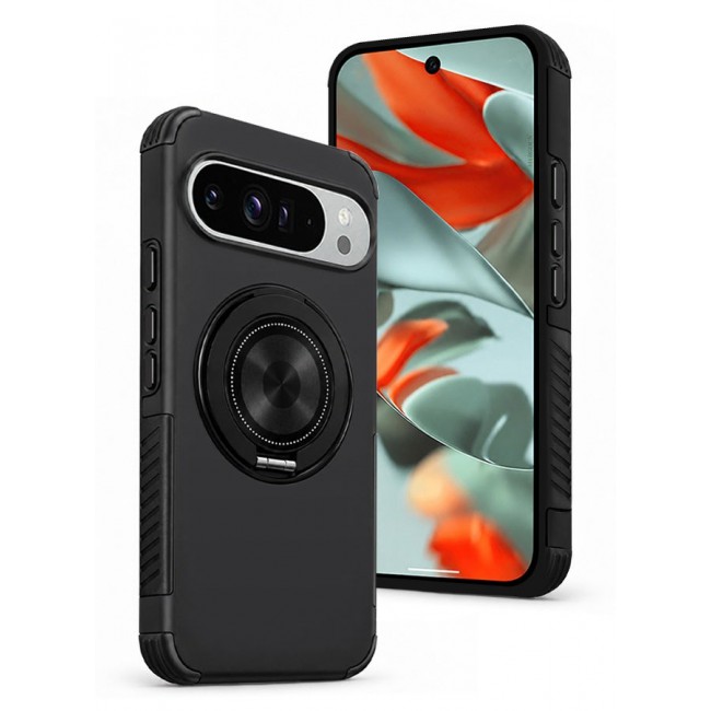 CATANES 2 Pack Magnetic Kickstand Rugged Armor Case for Google Pixel 9 Pro XL - MagSafe Compatible Heavy Duty Cover - Black