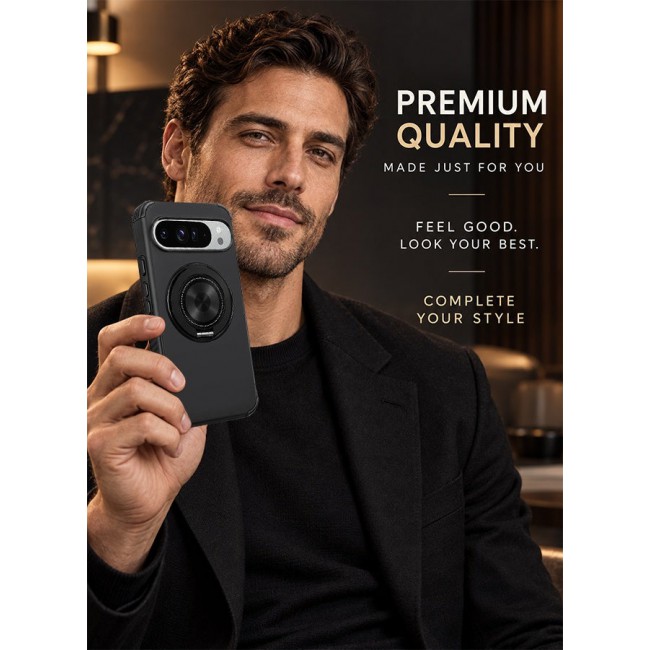 CATANES 2 Pack Magnetic Kickstand Rugged Armor Case for Google Pixel 9 Pro XL - MagSafe Compatible Heavy Duty Cover - Black
