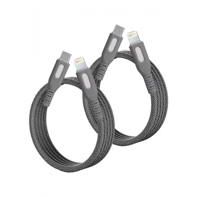CATANES 2Packs Magnetic USB-C to Lightning Fast Charging Cable (1M) - PD 18W, Snap-On Design, MFi-Certified, Nylon-Braided - Dark Grey