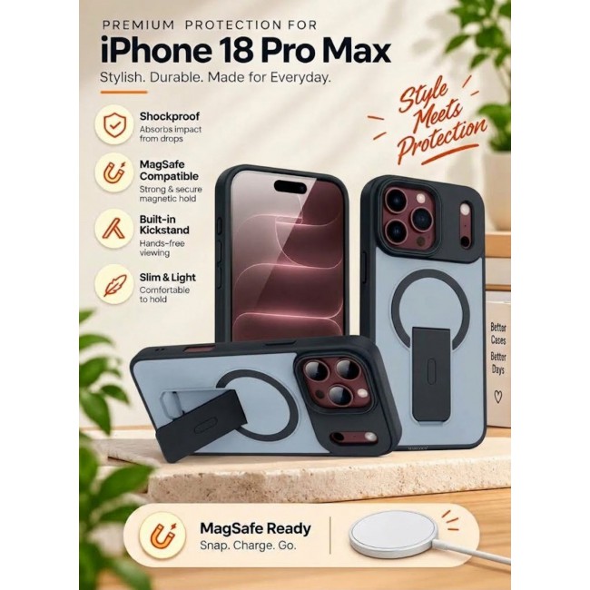 CATANES 2 Pack For iPhone 18 Pro Max Case Magnetic Armor with Foldable Stand MagSafe Ready - Black