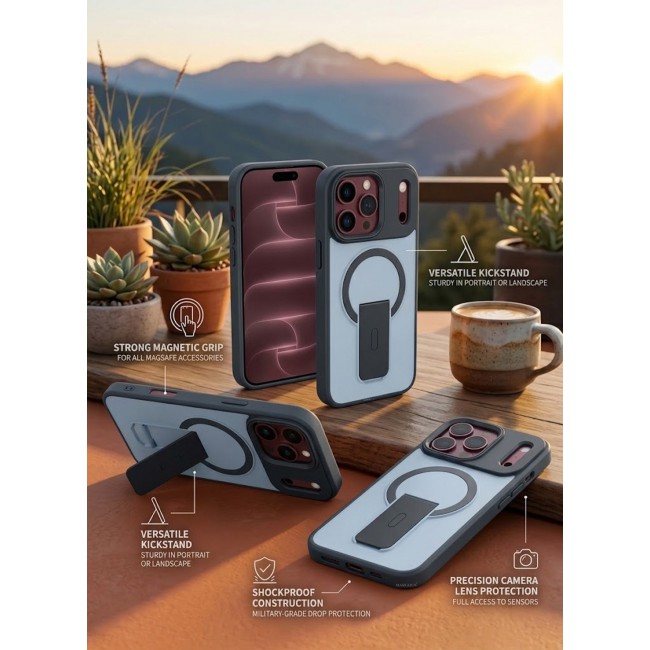 CATANES 2 Pack For iPhone 18 Pro Max Case Magnetic Armor with Foldable Stand MagSafe Ready - Black