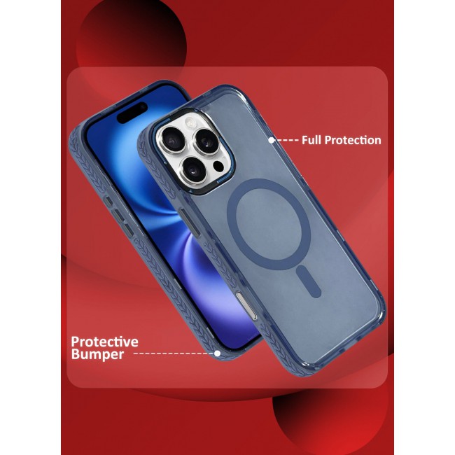 CATANES (for iPhone 16 Pro Max) Hard PC Magsafe Case Cover Polycarbonate Magnetic Strong Shockproof Protective Case Cover Transparent - Light Blue Color
