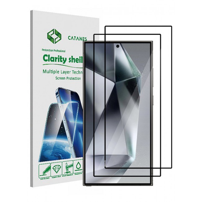 CATANES 2 Pack Samsung Galaxy S24 Ultra Screen Protector 9H Hardness Scratch Resistance Screen Protector Touch Sensitive Case Friendly Tempered Glass Film
