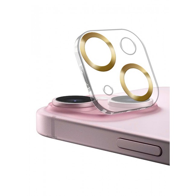 CATANES Camera Lens Protector for Apple iPhone 15 Plus Tempered Glass 9H Hardness Ultra HD Anti-Scratch Easy to Install Case Friendly Full Coverage Guard Gold