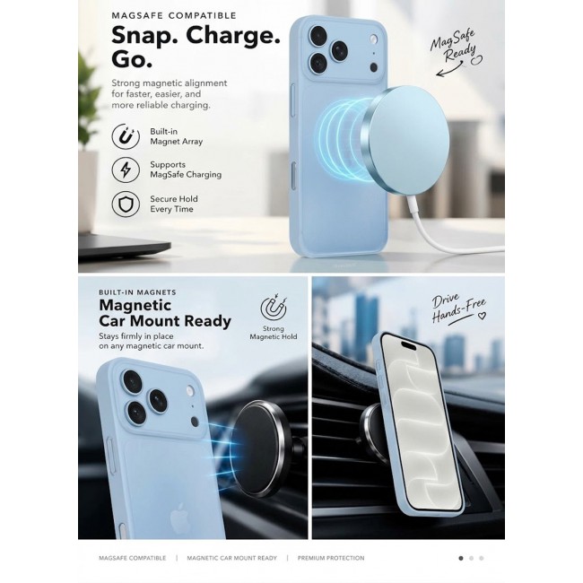 CATANES Air Skin Frosted Matte Case for iPhone 18 Pro Max with Camera Frame Protection - Stylish Ultra Slim Back Cover - Glacier