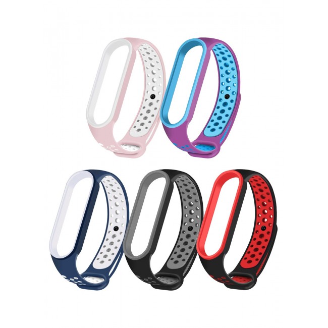 CATANES 5 Pack Xiaomi Mi Band 6 Mi Band 5 Silicone Band Adjustable Bracelets Watchband Sports Replacement Wristbands