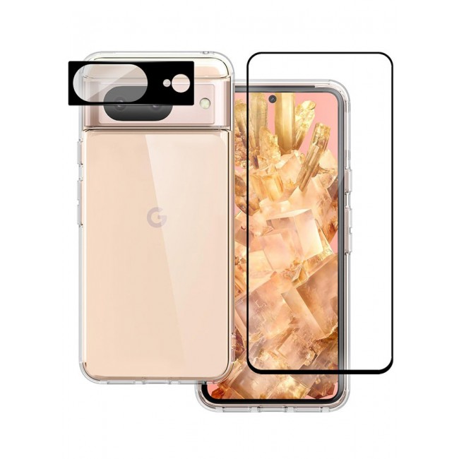 CATANES 3 Packs For Google Pixel 8 TPU Case and Screen Protector and Camera Lens Protector Clear Transparent Shockproof Protective Phone Case Scratch Resistant Cover