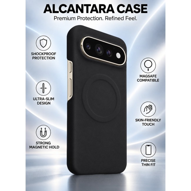 CATANES 2 Pack Premium Alcantara Case for Google Pixel 11 Pro Magnetic Shockproof Slim Cover - Black
