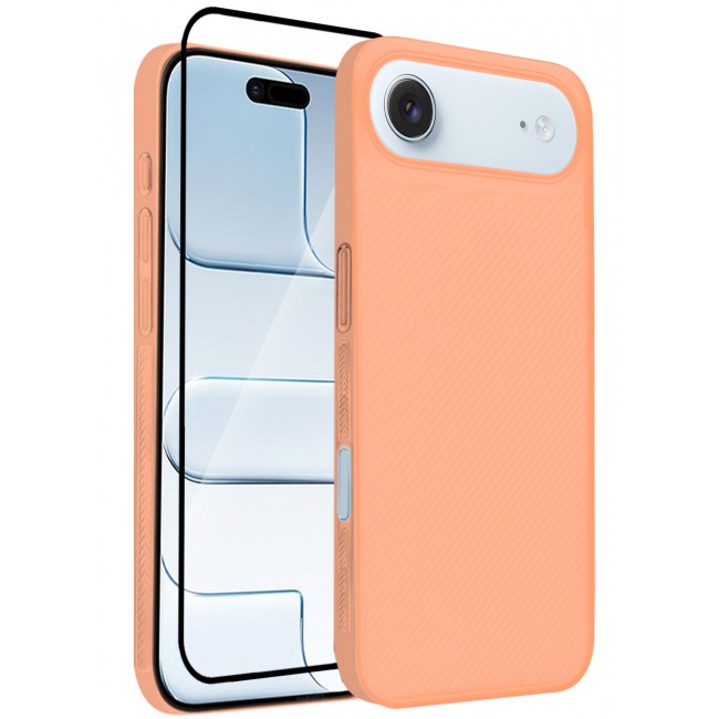 CATANES 2 Packs Case Cover for iPhone 17 Air - Sturdy Durable Ultra-Thin Case - Air Skin Line Design Transparent Back Cover - Drop Protection Cover with 3D Screen Protector - Cosmic Orange