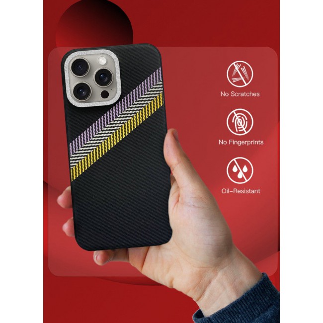 CATANES (for iPhone 15 Pro) Case Cover Carbon Fiber Pattern Phone Case Slim Shockproof Back Cover