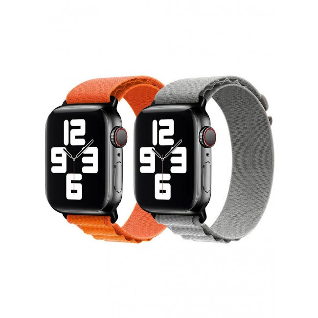 CATANES 2 Pack Of Apple Watch Alpine Loop Band 38mm 40mm 41mm Women Men Adjustable with Metal G-Hook Strap for iWatch Series 7/SE/6/5/4/3/2/1 Orange/Grey