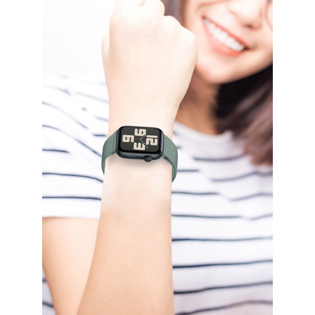 CATANES Magnetic Clasp Band for Apple Watch 49mm 45mm 44mm 42mm (Series 1-3), Nylon Elastic Stretchy Strap Compatible with iWatch Series Ultra 10-1 - Cactus Green