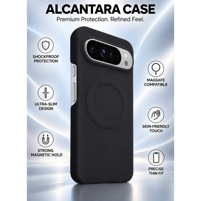 CATANES Premium Alcantara Case for Google Pixel 9 Pro XL Magnetic Shockproof Slim Cover - Black