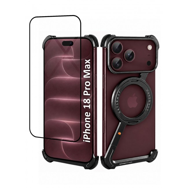 CATANES 2 Pack For iPhone 18 Pro Max Magnetic Case Z-Shape Premium Metal Armor with 360-Degree Rotating Ring Kickstand - Black
