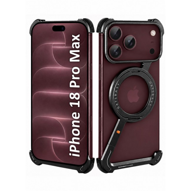 CATANES 2 Pack For iPhone 18 Pro Max Magnetic Case Z-Shape Premium Metal Armor with 360-Degree Rotating Ring Kickstand - Black
