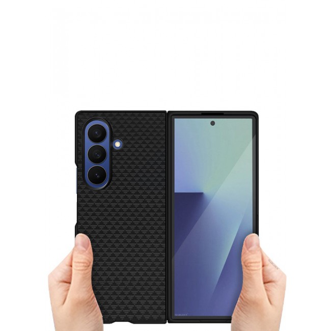 CATANES Case Cover for for Samsung Galaxy Z Fold 7 - Kevlar Bullet Proof Phone Case - Ultra Thin and Light Carbon Fiber Texture Printing Slim Anti-Scratch Phone Cover With Front Built-in Screen Protector - Black Triangle
