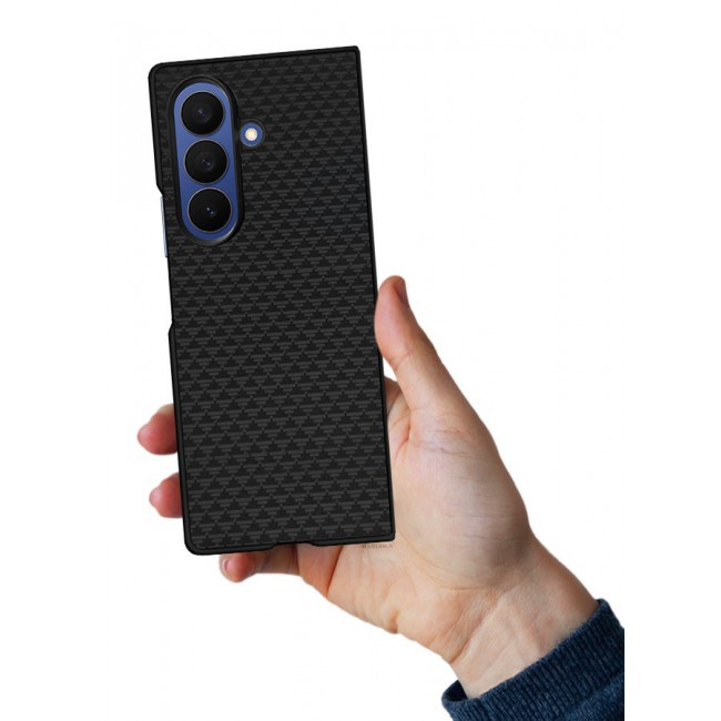 CATANES Case Cover for for Samsung Galaxy Z Fold 7 - Kevlar Bullet Proof Phone Case - Ultra Thin and Light Carbon Fiber Texture Printing Slim Anti-Scratch Phone Cover With Front Built-in Screen Protector - Black Triangle