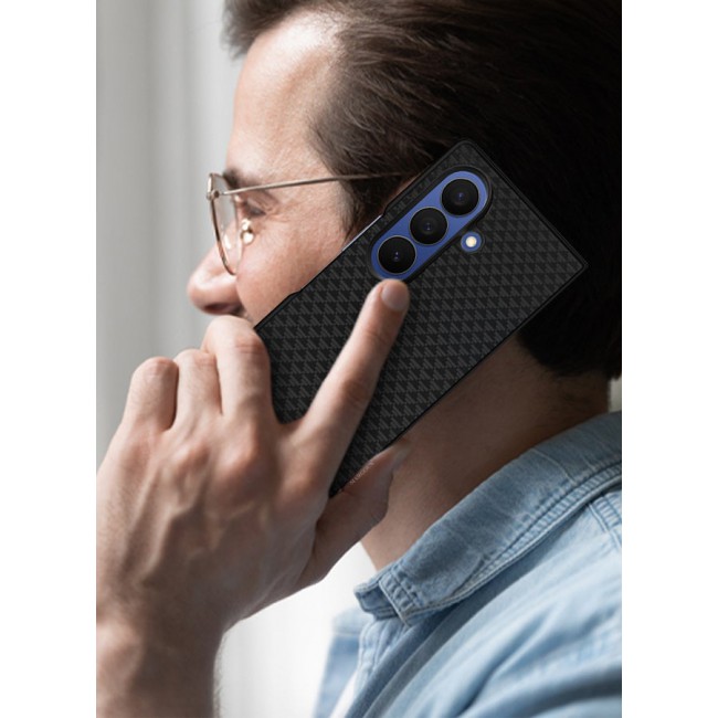 CATANES Case Cover for for Samsung Galaxy Z Fold 7 - Kevlar Bullet Proof Phone Case - Ultra Thin and Light Carbon Fiber Texture Printing Slim Anti-Scratch Phone Cover With Front Built-in Screen Protector - Black Triangle
