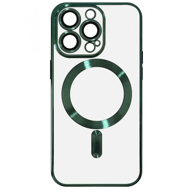 CATANES iPhone 13 Pro Clear Case with MagSafe Wireless Charging Compatible Back Cover with Electroplating Shockproof Frame Green