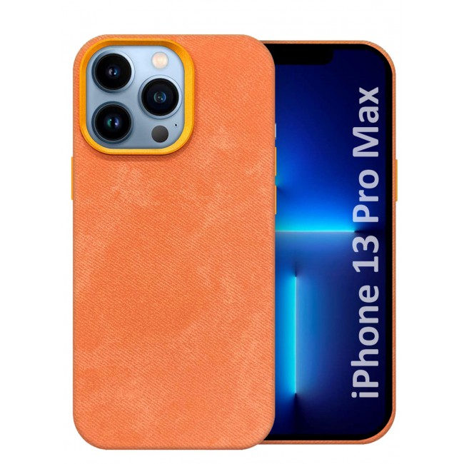 CATANES iPhone 13 Pro Max Alcantara Case Cover Premium Quality Luxurious Soft Touch Protection with Metal Camera Frame - Orange