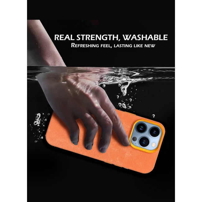 CATANES iPhone 13 Pro Max Alcantara Case Cover Premium Quality Luxurious Soft Touch Protection with Metal Camera Frame - Orange