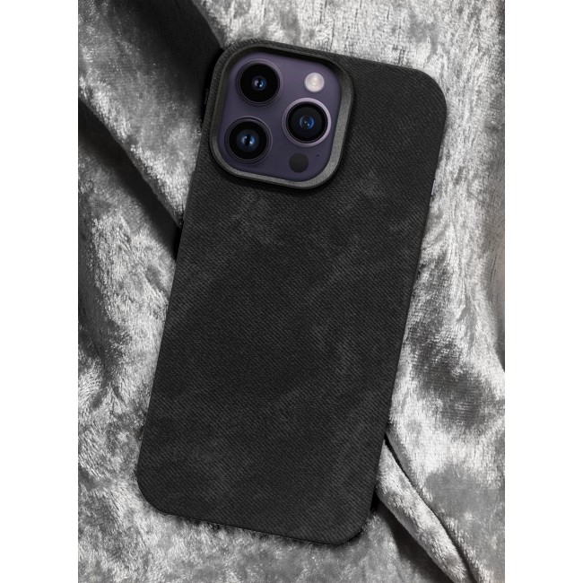 CATANES 3Packs iPhone 14 Pro Max Alcantara Case Cover Premium Quality Luxurious Soft Touch Protection with Metal Camera Frame with Two 3D Screen Protectors - Black
