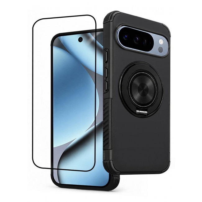 CATANES 2 Pack Magnetic Kickstand Rugged Armor Case for Google Pixel 10 Pro - MagSafe Compatible Heavy Duty Cover - Black