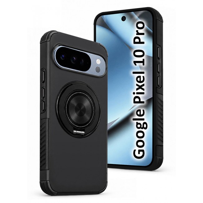CATANES 2 Pack Magnetic Kickstand Rugged Armor Case for Google Pixel 10 Pro - MagSafe Compatible Heavy Duty Cover - Black