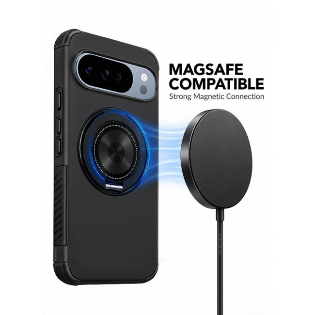 CATANES 2 Pack Magnetic Kickstand Rugged Armor Case for Google Pixel 10 Pro - MagSafe Compatible Heavy Duty Cover - Black