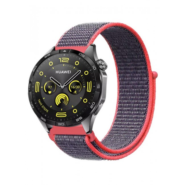 CATANES (for Huawei GT4 22mm) Nylon Strap,Sport Wristband Strap Adjustable Sport Stretchy Braided Solo Loop Band Dark Purple/Orange