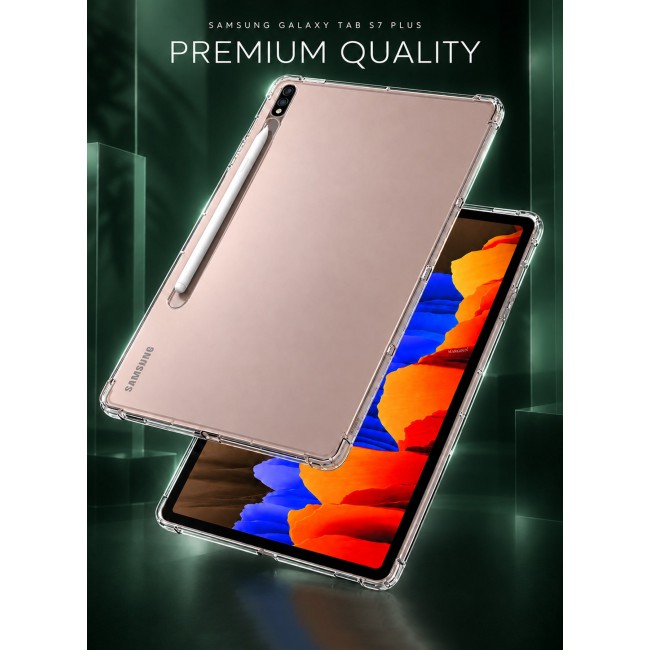 CATANES For Samsung Galaxy Tab S7 Plus Transparent TPU Bumper Protective Case
