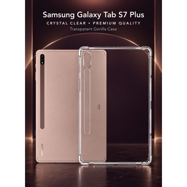 CATANES For Samsung Galaxy Tab S7 Plus Transparent TPU Bumper Protective Case
