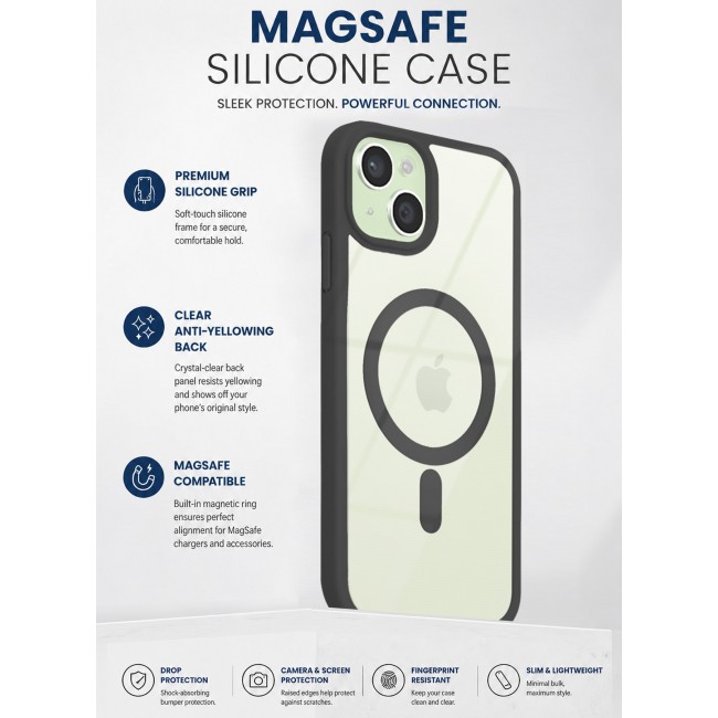 CATANES MagSafe Magnetic Clear Case for iPhone 15 Plus 6.7 inch – Shockproof Protective Cover with Bumper - Grey