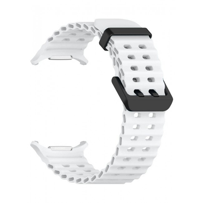 CATANES (for Samsung Galaxy Watch 7 Ultra 47mm) Silicone Band Soft Ocean Silicone Sport Strap Replacement Accessory White