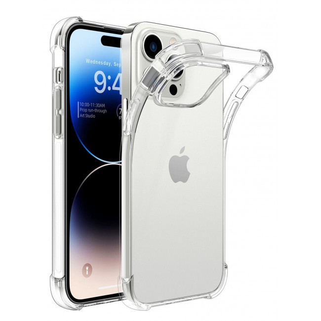 CATANES iPhone 14 Pro Clear Case Soft Flexible TPU Anti-Shock Slim Transparent Back Cover with Reinforced Bumper Corners 6.1 inch