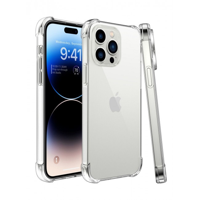 CATANES iPhone 14 Pro Clear Case Soft Flexible TPU Anti-Shock Slim Transparent Back Cover with Reinforced Bumper Corners 6.1 inch