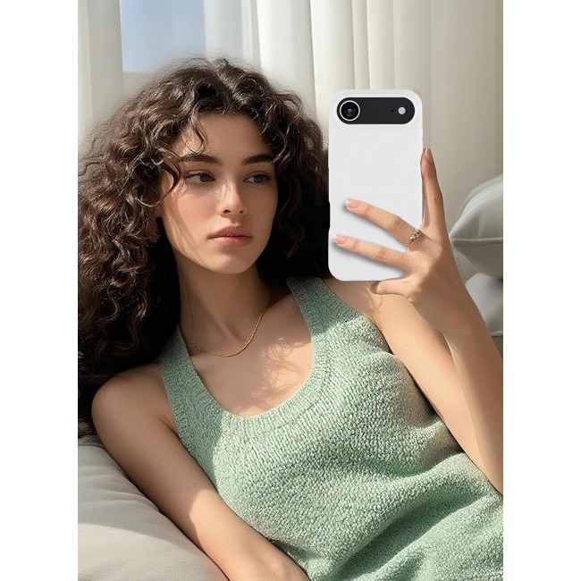 CATANES Silicone Protective Phone Case for iPhone 17 Air , Soft Anti-Scratch Microfiber Lining Ultra Slim Drop Protection Phone Cover - White