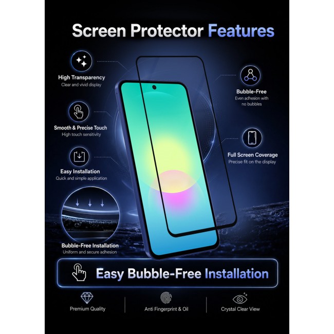 CATANES Screen Protector for Samsung Galaxy A27 (2026) Tempered Glass 6.7 inch 3D, Full Coverage, Scratch-Resistant, 9H Hardness High-Definition Clear Guard, Black Edge