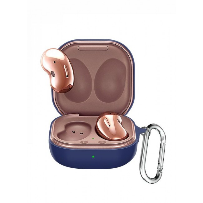 CATANES Galaxy Buds Live (2020) / Galaxy Buds 2 (2021) / Galaxy Buds Pro (2021) Protective Silicone Case Shockproof Ultra Slim Skin with Keychain Carabiner Blue