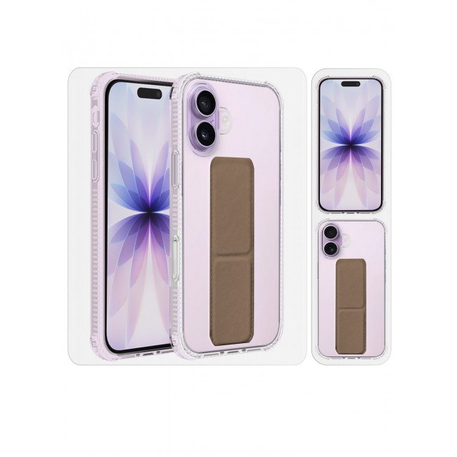 CATANES 2 Packs Finger Grip Clear Case Cover for iPhone 17- Kickstand Car Magnetic Holder Multi-function Protective Two-in-one Case with 3D Screen Protector - Brown